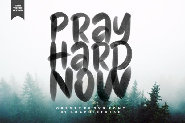 创意油彩效果英文手写SVG字体 Pray Hard Now SVG Font