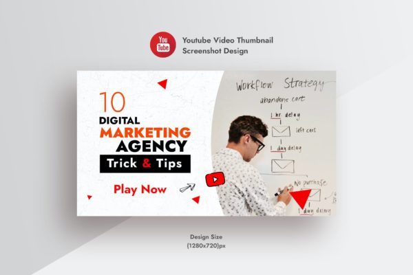 数字营销YouTube视频缩略图设计模板 YouTube Video Thumbnail For Digital Marketing Tips