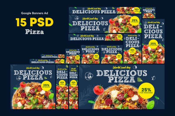 披萨食品Banner广告设计套件 Pizza Banners Ad
