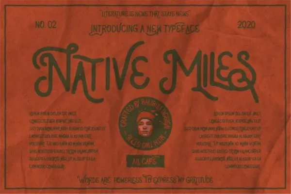 复古个性包装T恤设计无衬线字体 Native Miles – Vintage Fonts