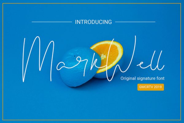 单线连笔签名设计手写字体素材 Markwell