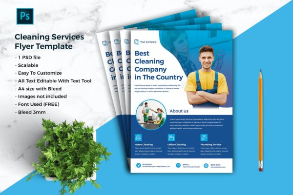 家政清洁服务海报传单模板v4 Cleaning Services Flyer Template vol-04