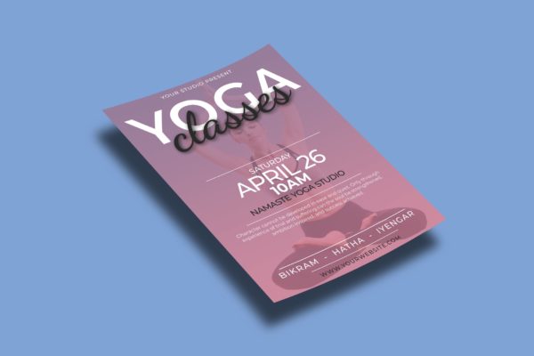 瑜伽课程宣传单PSD素材 Yoga Class – Flyers Template