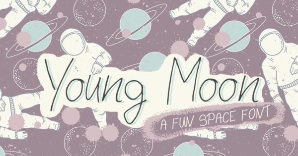创意月亮元素无衬线英文字体素材 Young Moon Font