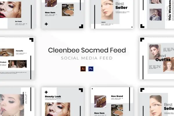化妆品广告社交媒体配图设计模板 Clinbee Socmed Post