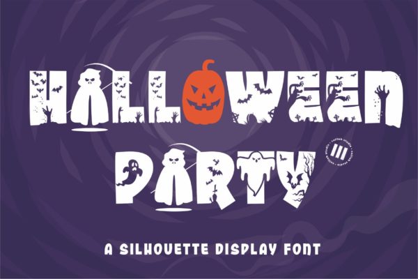 万圣节元素剪影英文装饰字体下载 Halloween Party