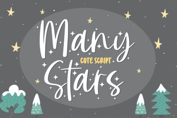 圣诞主题满天星效果手写字体 Many Stars