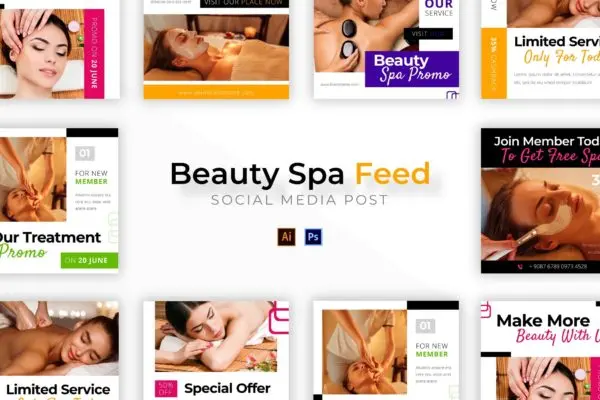美容SPA社交媒体配图设计模板 Beauty Spa Socmed Post