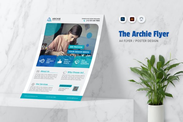商业服务公司海报传单设计模板 Archie Flyer