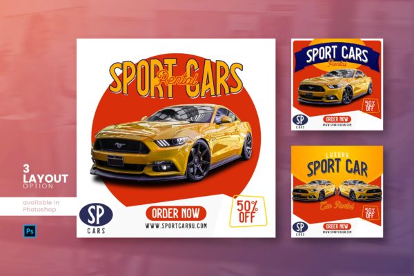 汽车销售社交媒体帖子设计模板 Cars Social Media Post