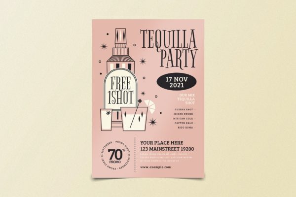 龙舌兰之夜派对宣传单模板 Tequilla Night Party Flyer