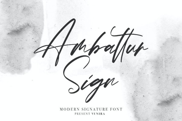 现代流畅签名设计字体素材 Ambattur Sign | Modern Signature Font