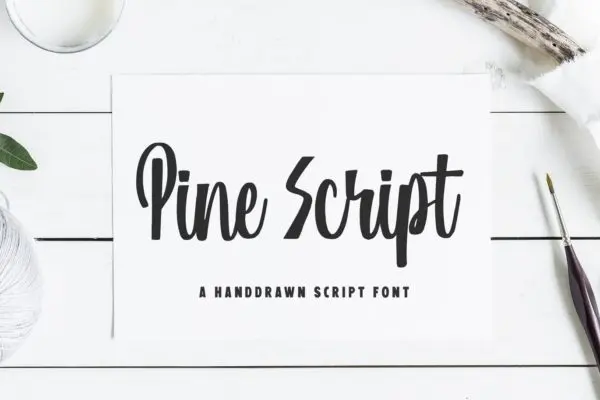 现代书法风格英文手写字体 Pine Script
