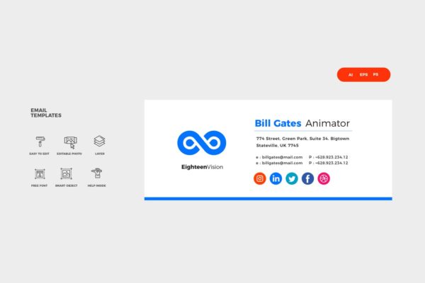 简单的排版电子邮件签名模板 SImple Typographic Email Template