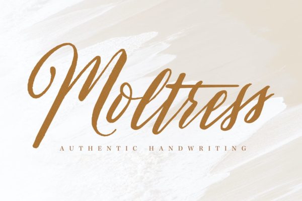 不规则粗细笔刷连笔设计手写字体 Moltress Script