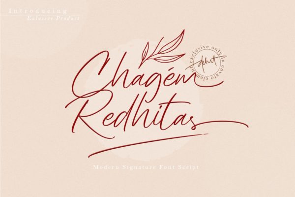 逼真仿手写潦草签名英文字体素材 Chagem Redhitas
