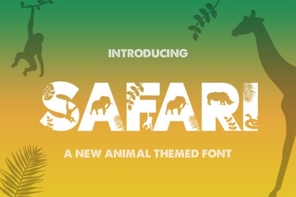 野生动物剪影创意设计英文装饰字体 Safari Silhouette Font