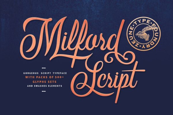 多用途复古印章徽章设计手写字体 Milford Script