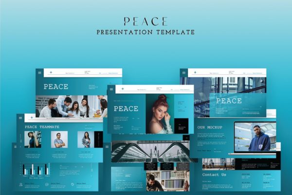 初创公司推广Powerpoint幻灯片模板 PEACE Power Point Presentation  VL