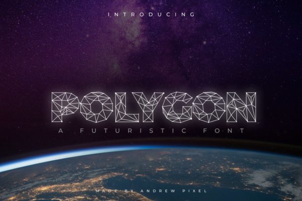 多边形抽象点线相连英文装饰字体素材 Polygon Technology Font