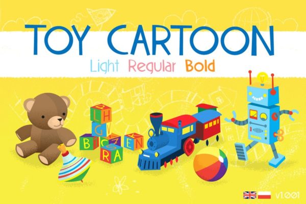 儿童主题相关英文卡通风格字体素材 Toy Cartoon Font
