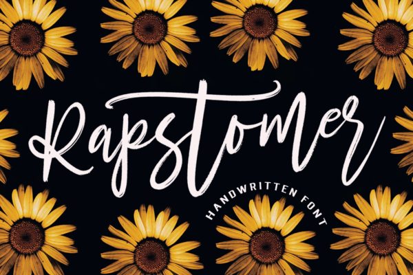 动感有机毛笔风格英文字体素材 Rapstomer