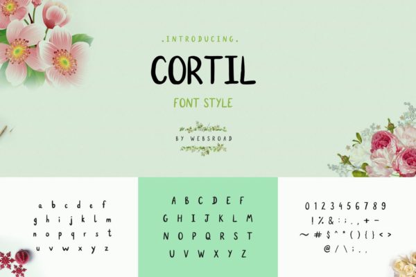 海报排版设计英文手写风格衬线字体 Cortil – Handmade Font Style