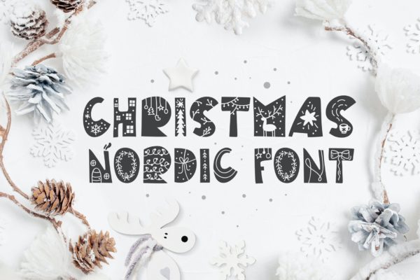 圣诞节节日庆典艺术装饰字体 Christmas Nordic Font