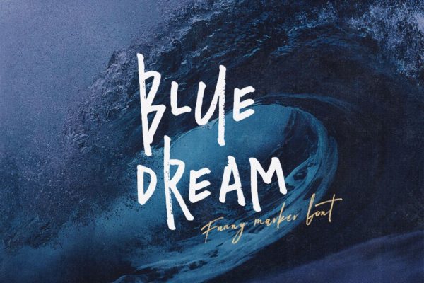 马克笔涂鸦效果英文手写字体 Blue Dream – Crazy Handwritten Font