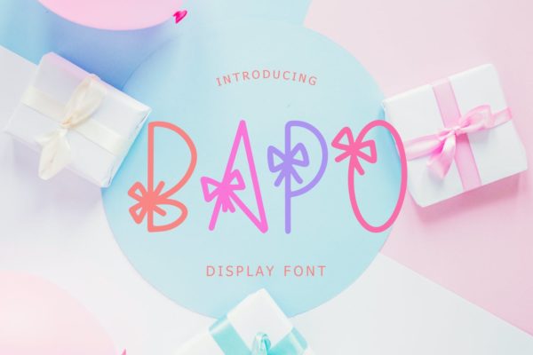 可爱幼龄感蝴蝶结元素英文字母设计 Bapo Party Display Font
