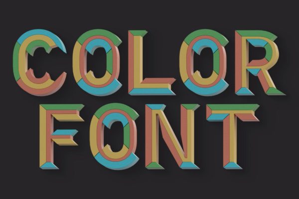 3D彩色几何板块拼接图案装饰字体 Geometry 2 – Color SVG Font