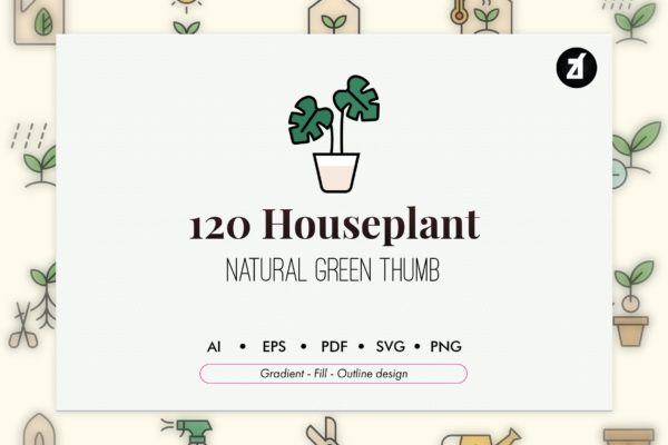 120个种植和室内植物图标包 120 Planting and houseplant icon pack