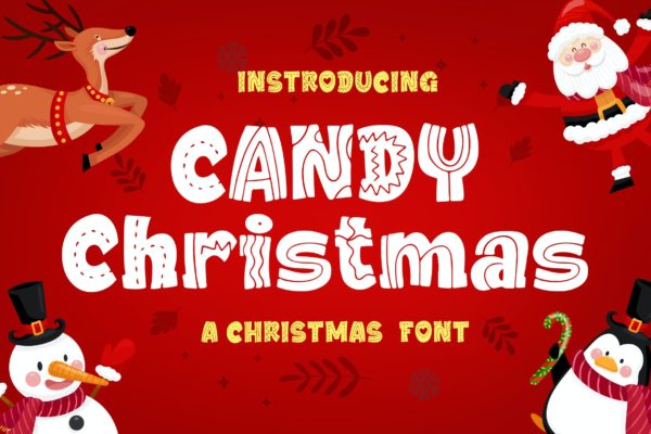糖果圣诞节日庆典插画艺术字体 Candy Christmas Font