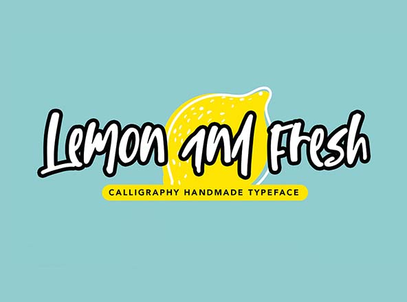 手工制作的卡通趣味英文书法字体 Lemon and Fresh Handmade Font