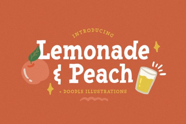 卡通英文水果涂鸦元素装饰字体 Lemonade and Peach – Display Font