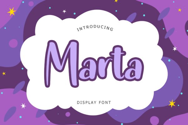 梦幻童趣封面装饰英文手写字体 Marta Display Font