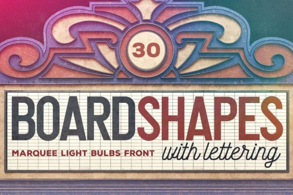 数字彩色3D复古板块&装饰英文字体 Marquee Light Bulbs Front 4 – 30 Boards & Letters