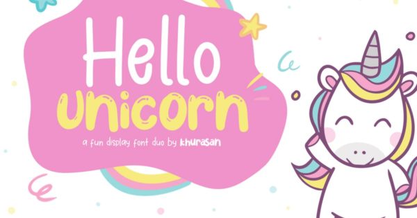 有趣的现代无衬线英文字体组合 Hello Unicorn Font Duo