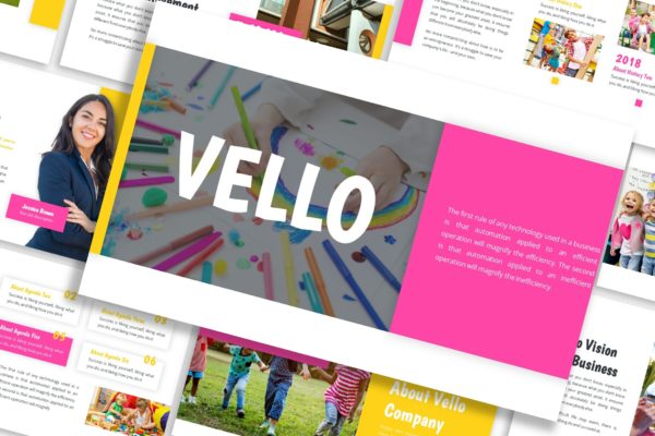 儿童教育推广PPT幻灯片模板 Vello – Business Template Prensentation