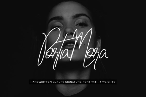 独特美丽唯美手写豪华签名设计字体 Portia-Mora Handwritten Luxury / Signature Font