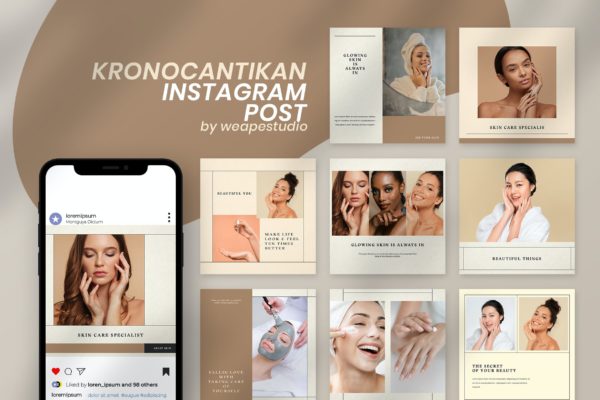 美容化妆Instagram广告配图模板 Kronocantikan – Beauty Instagram Post Template