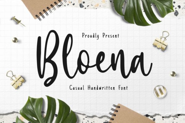 马克杯笔记本印刷素材手写字体 Bloena