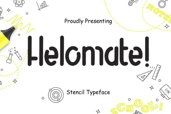 创意趣味海报广告设计装饰字体 Helomate Stencil Typeface