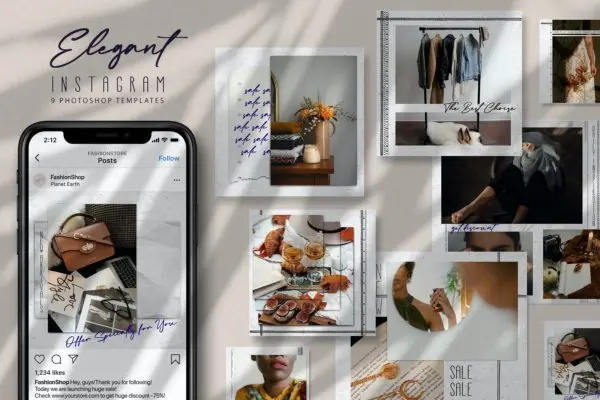 时尚生活方式Instagram帖子社交配图模板 Elegant Instagram