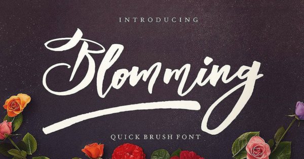 音乐艺术炫酷手写笔刷风格英文字体 Blomming – Brush Font