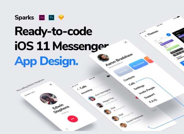 设计森林下午茶：专业的iOS11 APP 消息 UI套装打包下载[XD,Sketch,PSD]