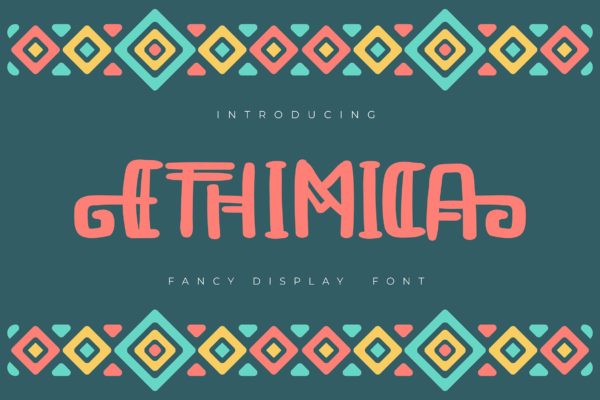 部落民族风花式英文装饰字体 Ethimica | Fancy Display Font