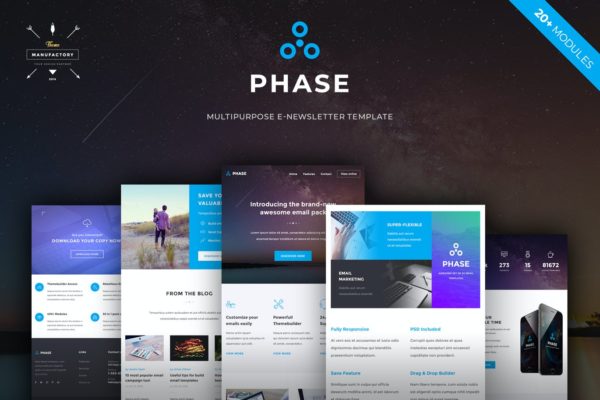 多用途的EDM推广电子邮件设计模板 Phase – Multipurpose E-newsletter Template