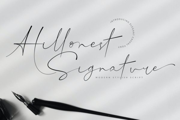 高级奢侈钢笔签名字体素材 Hillonest Signature Font