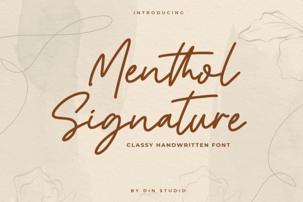 优雅知性风英文单线签名字体 Mentol Signature – Monoline Font